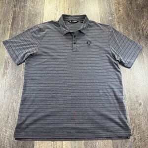 TRAVIS MATHEW Size X-Large Mens Polo Shirt Golf Gray Striped Performance‎ Golf